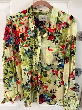 Holding Horses Lime Green Floral Button-Up Shirt